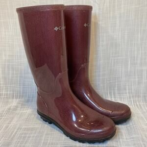 Columbia Luscher Omni-Heat Tall Burgundy Rain Boots Footwear Womens Size 9
